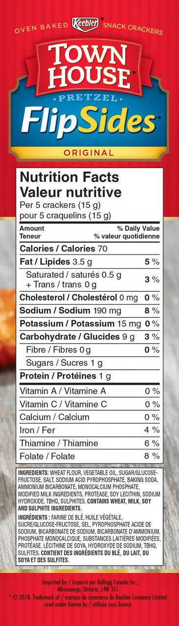 Keebler Town House Flipsides Original Crackers, 260g/9.2 oz., {Imported from Canada}