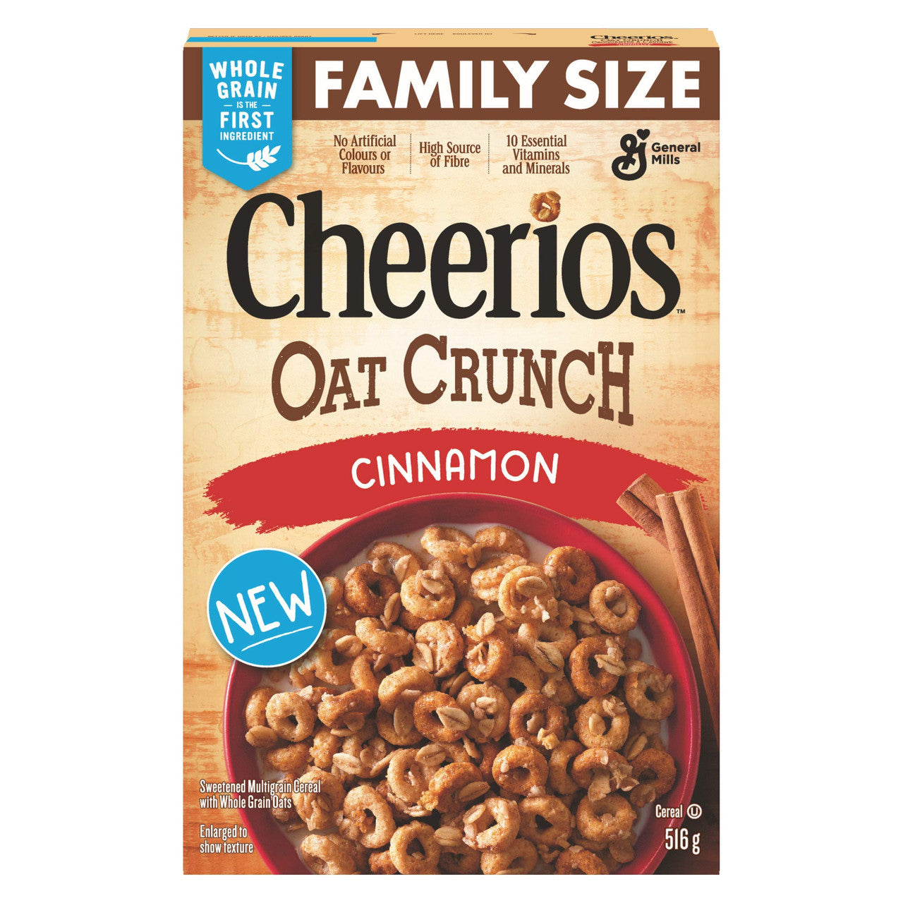 Cheerios Oat Crunch Cinnamon Cereal, 516g/18.2 oz., {Imported from Canada}