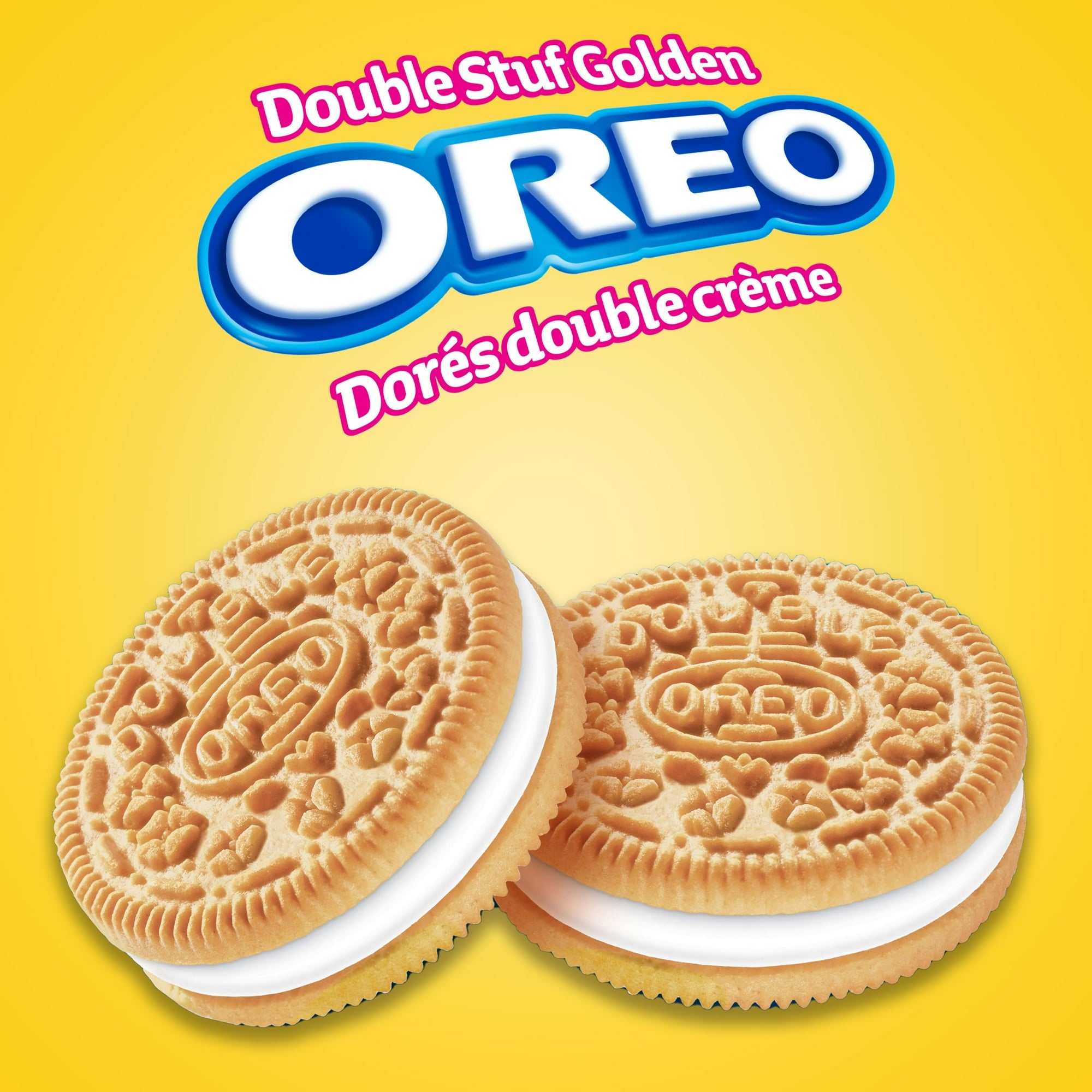 Oreo Double Stuf Golden Sandwich Cookies label.