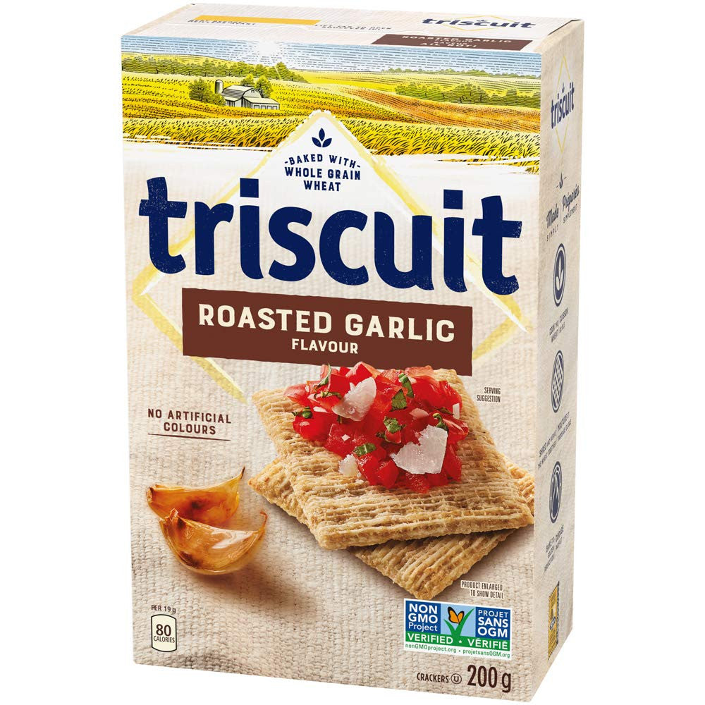Christie TRISCUIT Roasted Garlic Crackers, 200g/7.1 oz., {Imported from Canada}