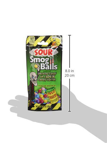 Sour Smog Balls Crunchy Candy/Sour Chewy Center 3oz./pk (12pk){Canadian}