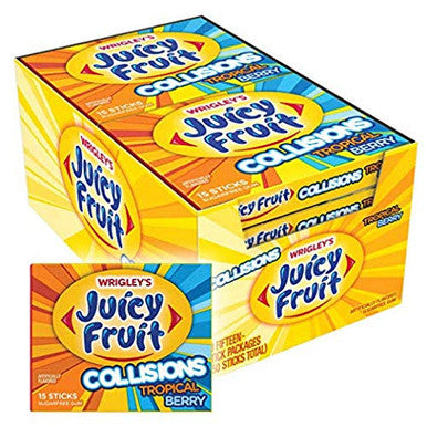 Juicy Fruit Collisions, Tropical Berry Gum Pack of 10 (15 Sticks Per Pack) {Imported from Canada}