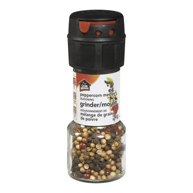 Club House, Herbs & Spices, Peppercorn Medley Seasoning, Grinder, 24g, (Imported from Canada)