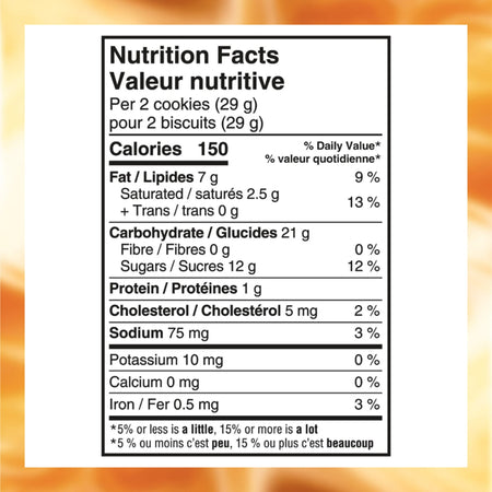 Nutrition facts label for Oreo Brown Sugar Bubble Tea Sandwich Cookies on a white background