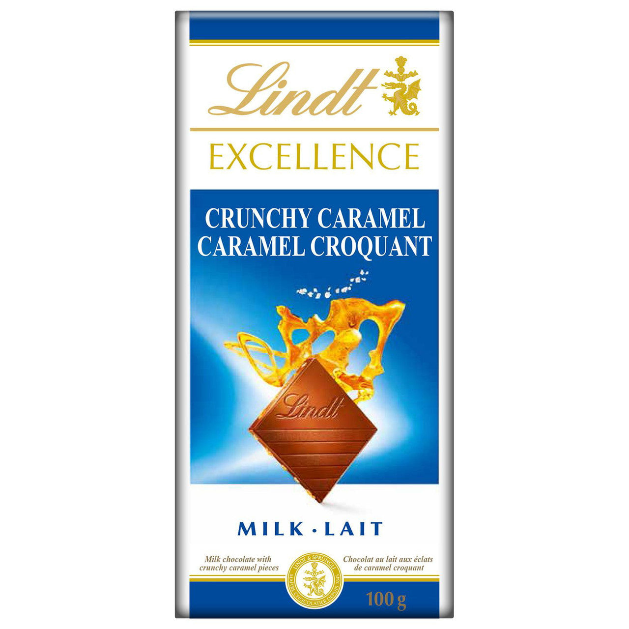 Lindt Excellence Crunchy Caramel Milk Chocolate Bar, 100g/3.5 oz. {Imported from Canada}