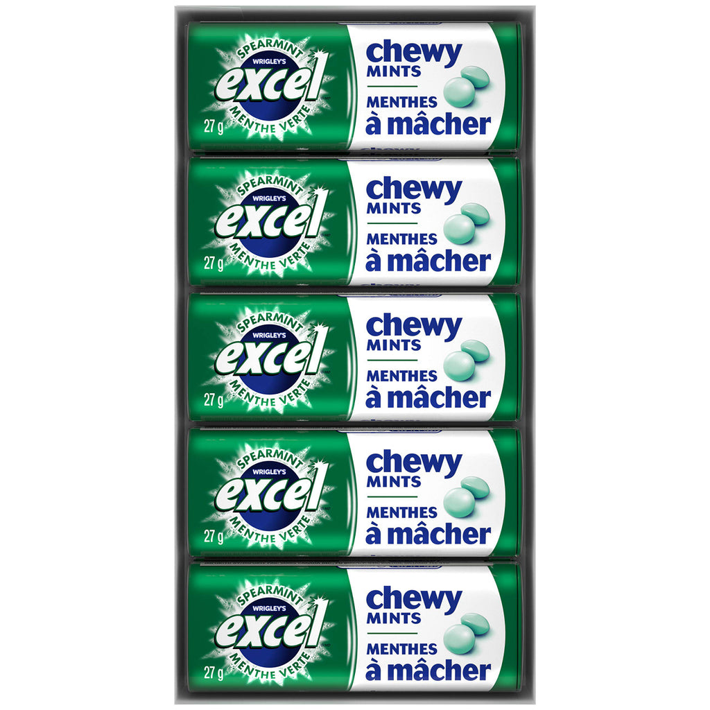 Excel Chewy Mints Spearmint, 27g x 10 Count (Imported from Canada)