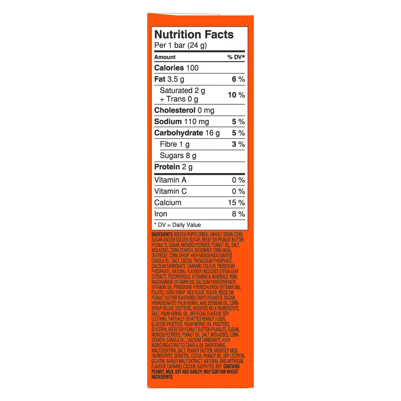 Reese Puffs Treats Peanut Butter & Cocoa Cereal Bars, 120g/ 4.2oz., Box, {Imported from Canada}