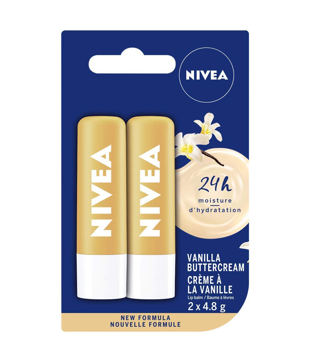 Nivea Vanilla Buttercream Lip Balm Sticks, 2ct, 4.8g (Imported from Canada)