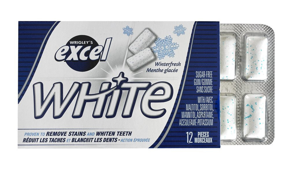 Excel White Sugar Free Gum Winterfresh 12 Count Imported From Canada Caffeine Cams Coffee 1976