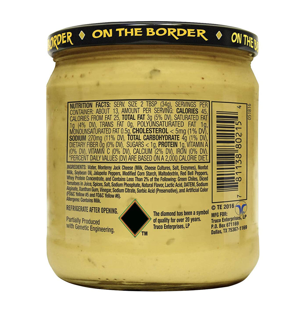 On The Border Salsa Con Queso, 439g/15.5 oz., {Imported from Canada}