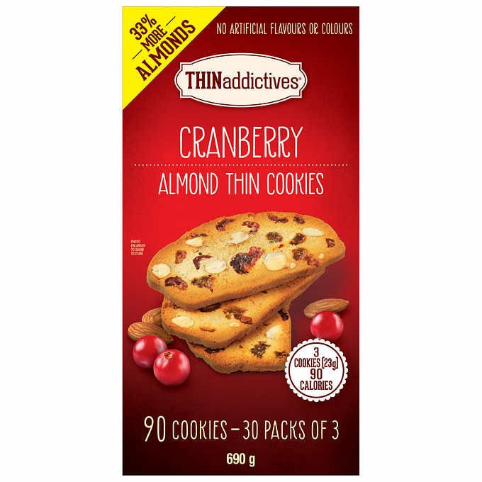 Thinaddictives Cranberry Almond Thin Cookies, 690g/24.3 oz., {Imported from Canada}