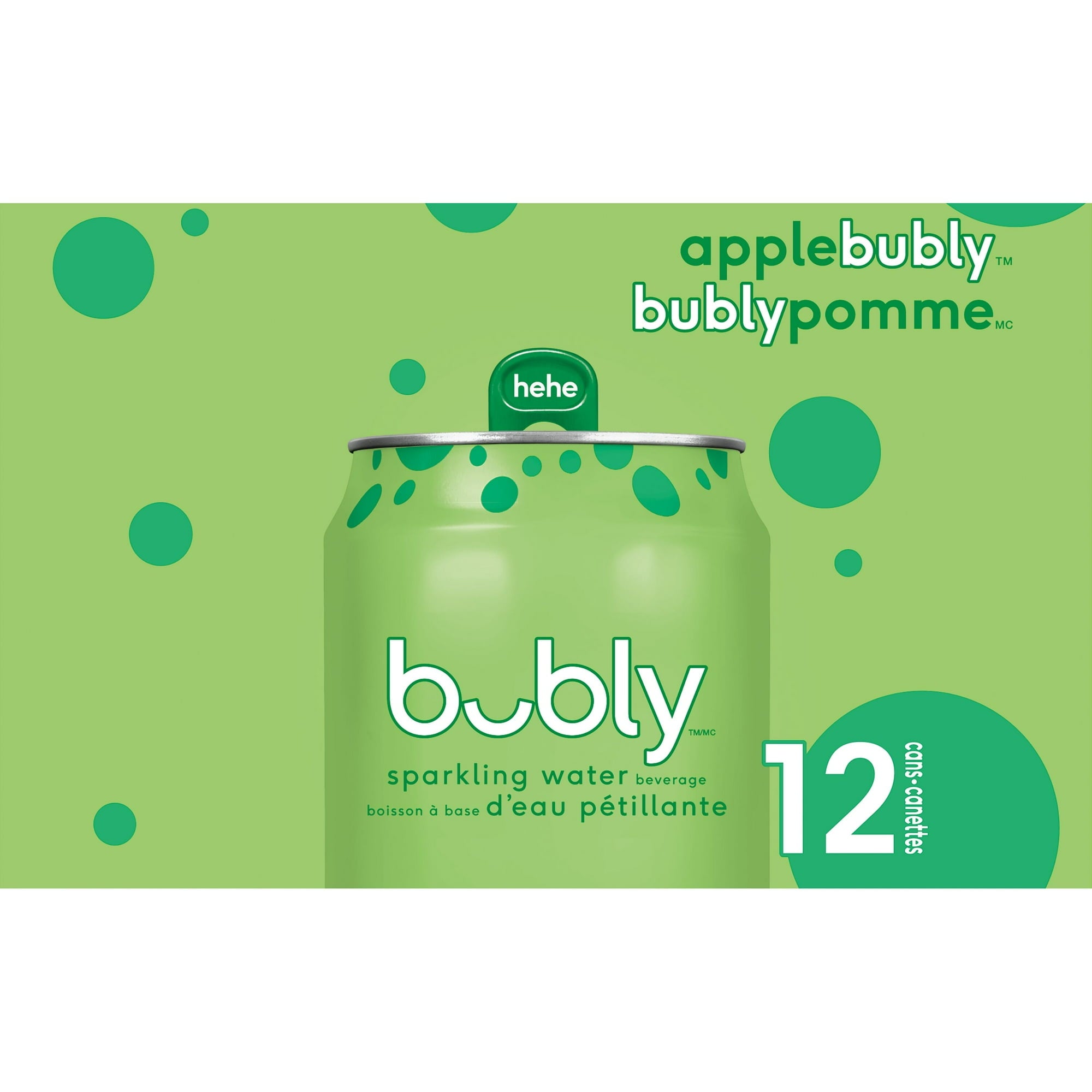 Side of Bubly Apple Sparkling Water Beverage, 12x355ml cans, 4.26L/144 oz