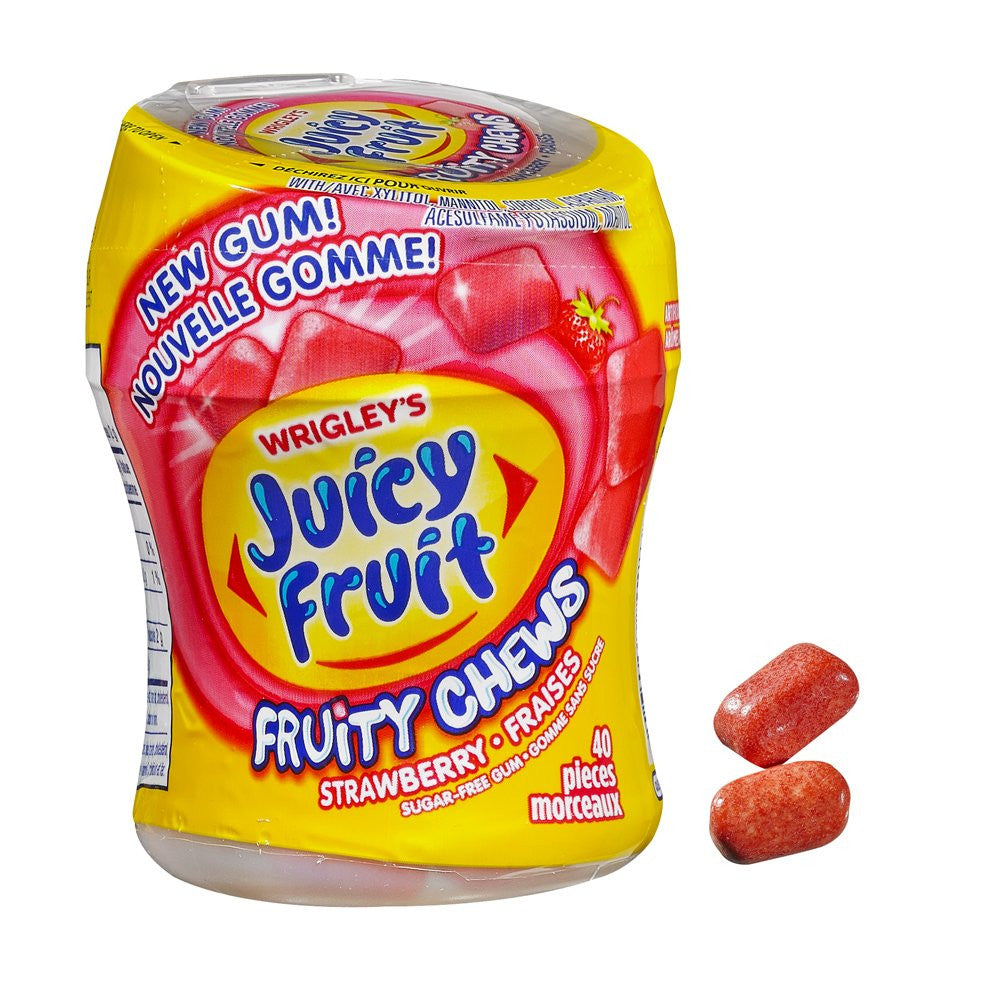 Juicy Fruit Sugar-Free Gum, Fruity Chews, Strawberry, 6x40ct, 240 Pieces {Imported from Canada}