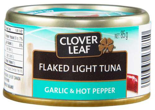 Clover Leaf Flaked Lite Tuna, Garlic & Hot Pepper 85 Grams/3 Ounces {Imported from Canada}