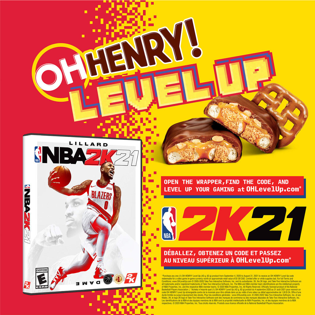 Oh Henry! Level Up – Chocolatey, Peanut Butter, Caramel & Pretzel Filled Candy Bars, 63g (Bulk Box of 18) {Imported from Canada}