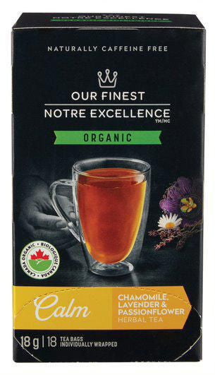Our Finest Organic Chamomile Lavender and Passionflower Herbal Tea, 18g/0.6 oz., 18ct, {Imported from Canada}