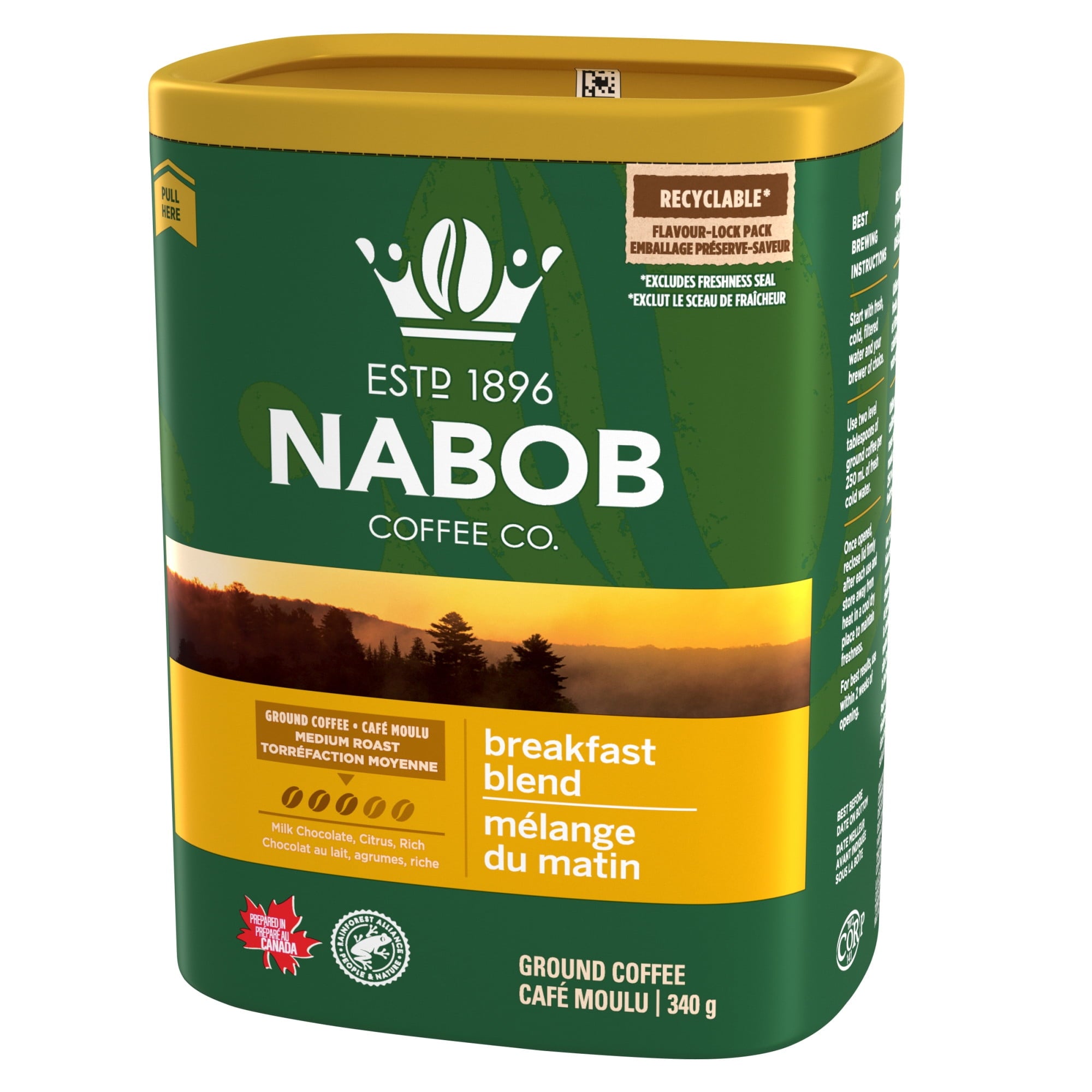 NABOB Breakfast Blend Medium Ground Coffee, 340g/11.9 oz
