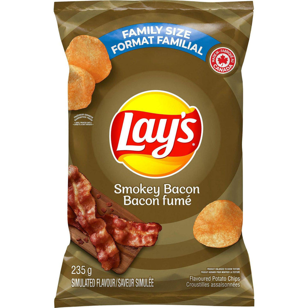 Lays Smokey Bacon Potato Chips, 235g/ 8.3oz, 3-Pack {Imported from Canada}