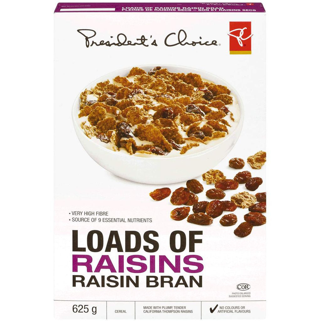 PC (Loads Of Raisins) Raisin Bran Cereal 625g/22 oz {Imported from Canada}