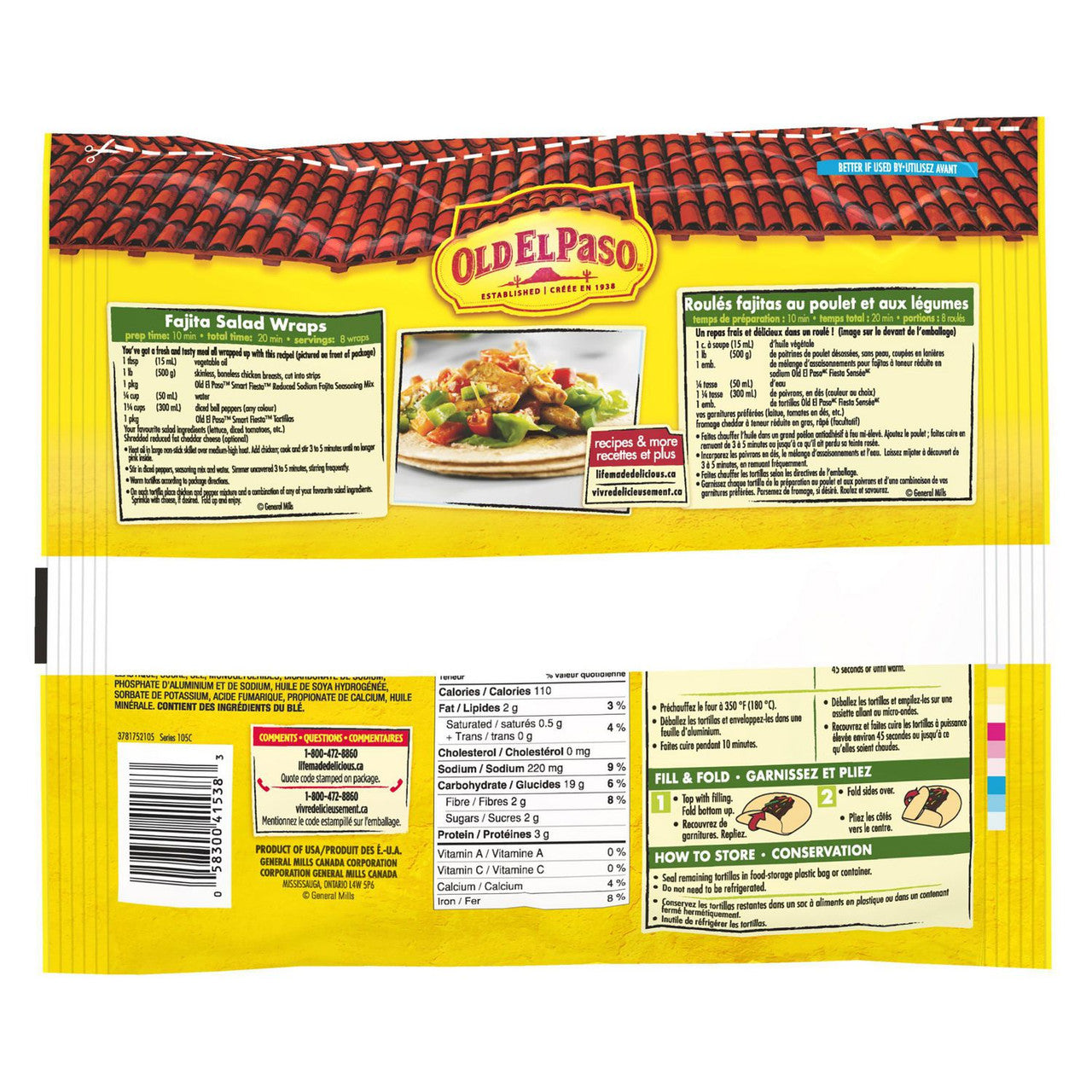 Old El Paso Smart Fiesta Tortillas, Pack of 8, 311g/11 oz., {Imported from Canada}