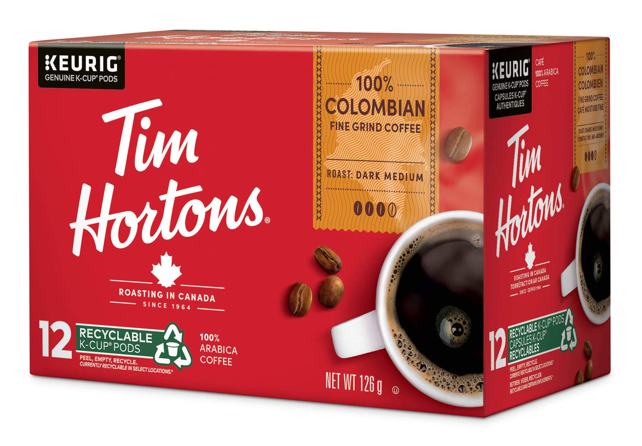 Tim Hortons 100% Colombian Single Serve K-Cups, 12 count