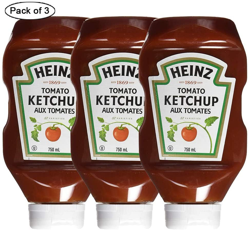 Heinz Tomato Ketchup, 750mL/25.4 fl.oz., Bottles (Pack of 3), {Imported from Canada}