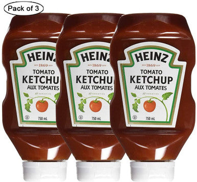 Heinz Tomato Ketchup, 750mL/25.4 fl.oz., Bottles (Pack of 3), {Imported from Canada}