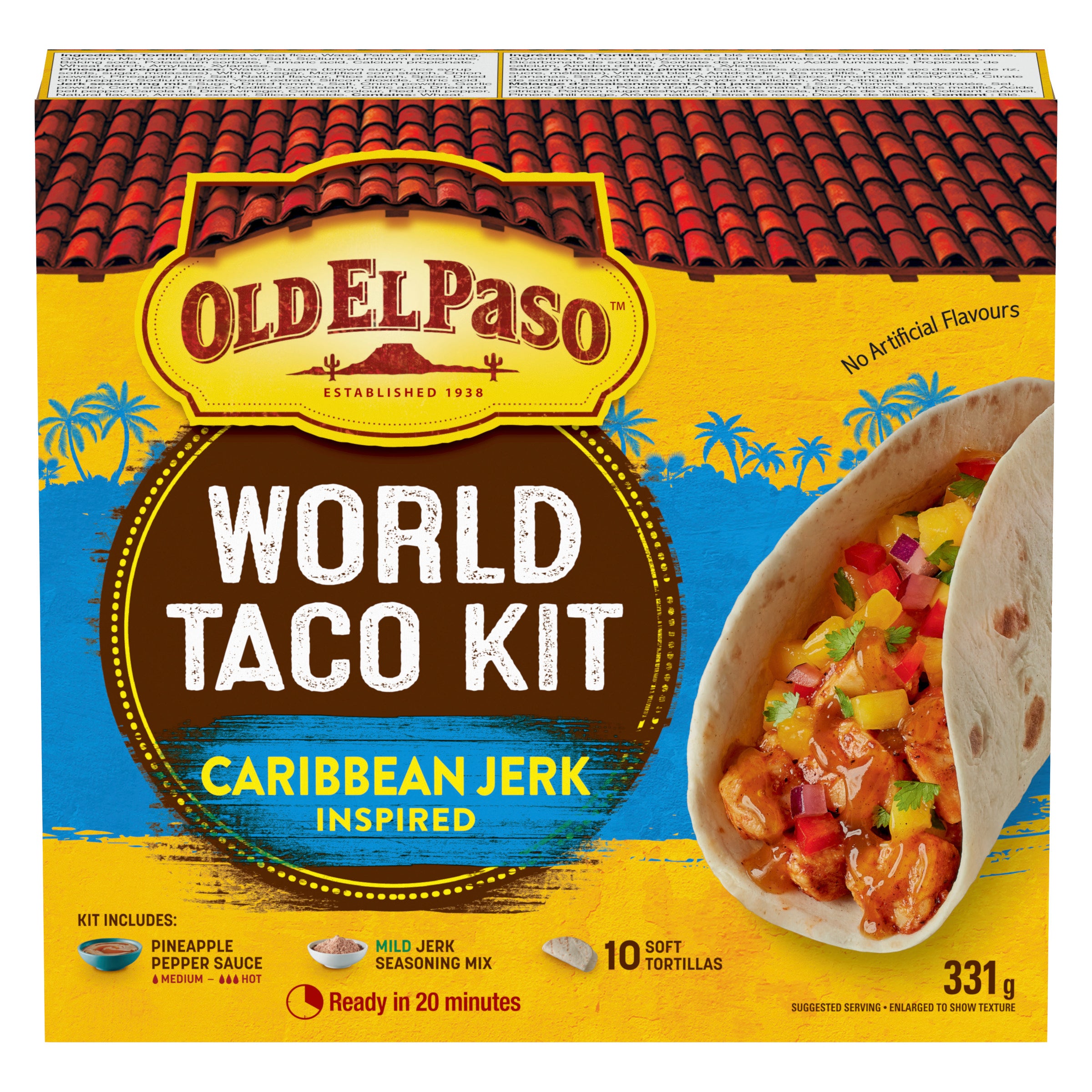Old El Paso World Taco Kit, Caribbean Jerk Inspired Flavor, Makes 10 Tacos, 331g/11.6 oz