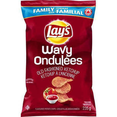 Lay's Wavy Old Fashioned Ketchup Potato Chips, 235g/8.3 oz. Bag, {Imported from Canada}