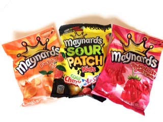 Maynards Candy 3ct, 185g Sour Cherry Blasters, 185g Swedish Berries, 185g Fuzzy Peach, (Imported from Canada)