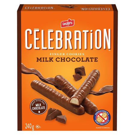 Leclerc Celebration Milk Chocolate Finger Cookies, 240g/8.5 oz. Box {Imported from Canada}