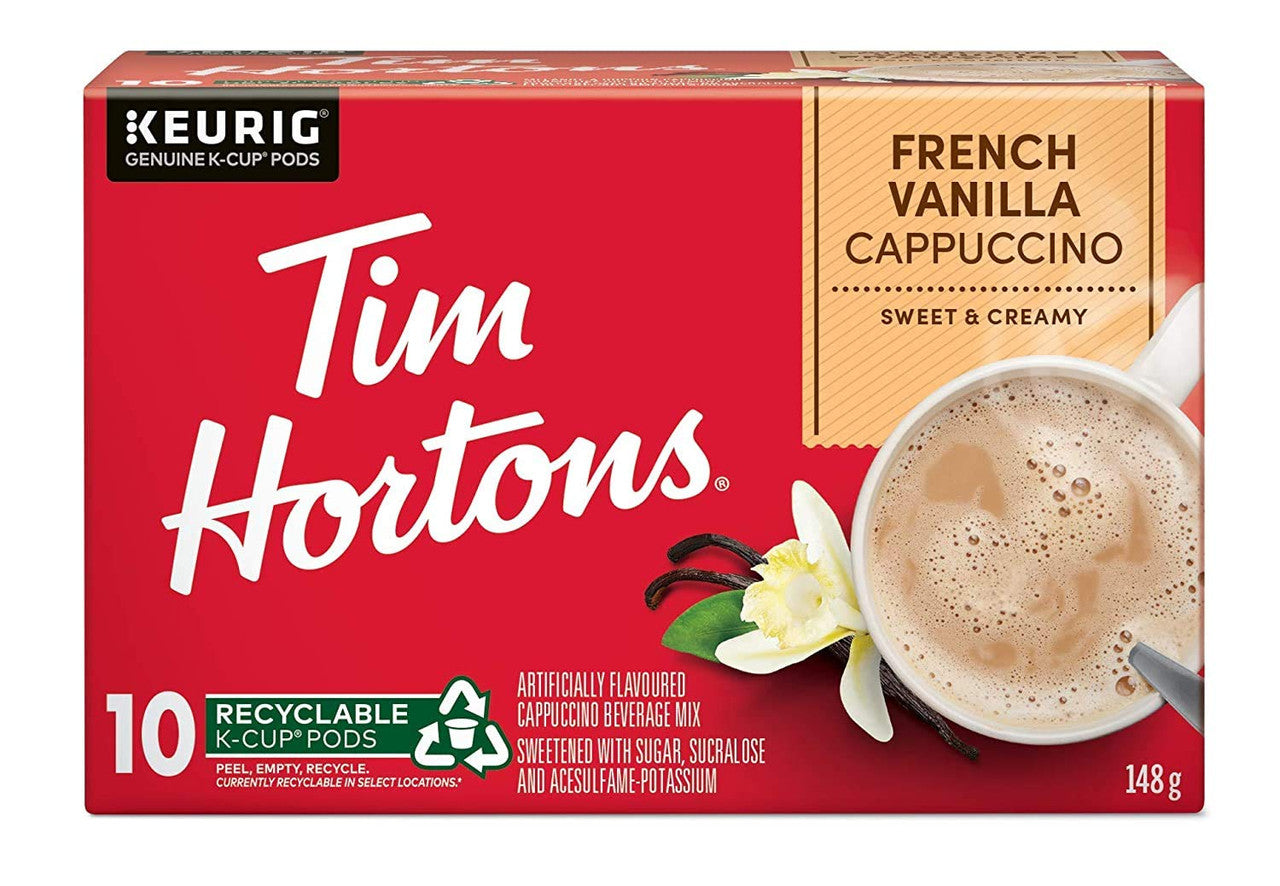 Tim Horton's Cappuccino French Vanilla k-cups, 148g/ 10 Count {Imported from Canada}