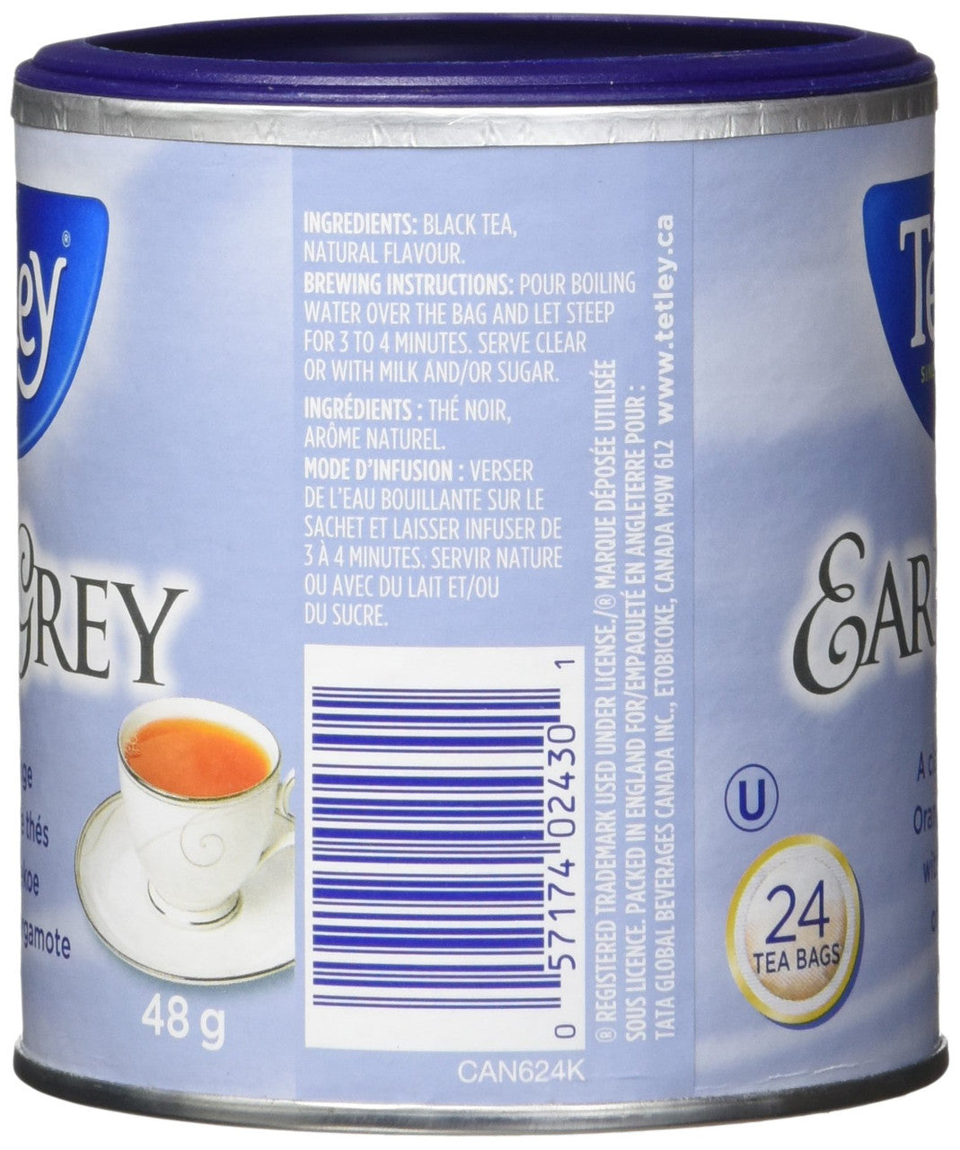 Tetley Earl Grey Tea, 24 tea bags, 48g/1.69oz, (Imported from Canada)
