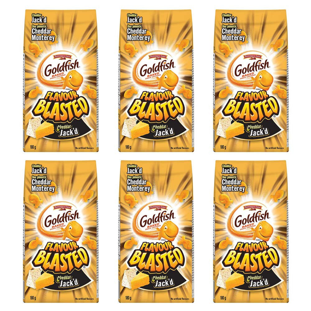 Pepperidge Farm Goldfish Flavour Blasted Cheddar Jack'd Crackers, 180g/6.3oz., 6-Pack {Imported from Canada}