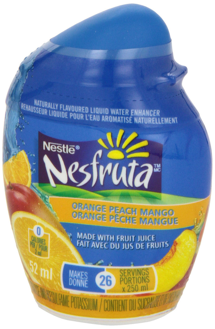 NESFRUTA Liquid Orange Peach Mango, (12 x 52ml) (Pack of 12 Bottles), {Imported from Canada}