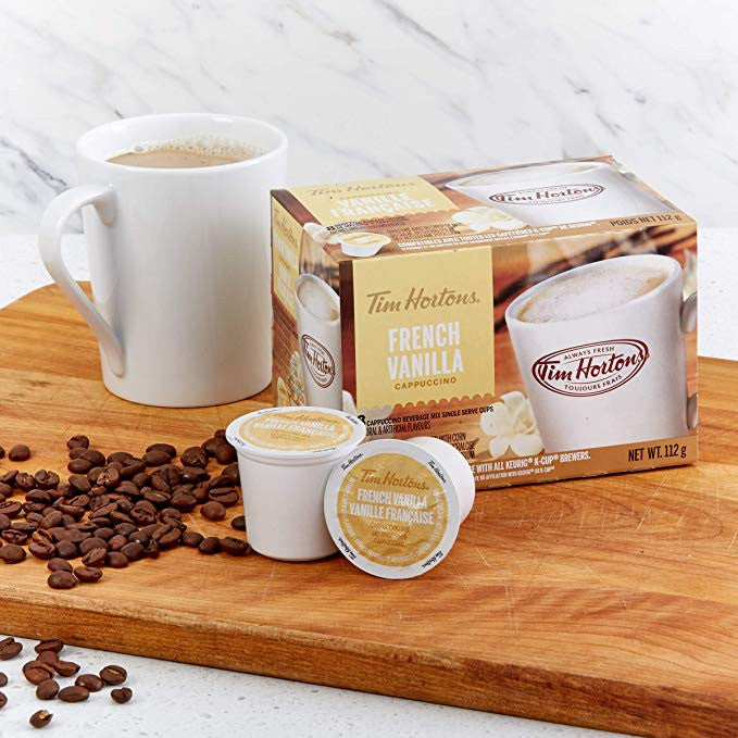 Tim Horton's Cappuccino French Vanilla k-cups 8 Count {Imported from Canada}