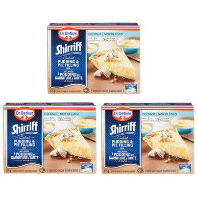 Dr. Oetker Shirriff Coconut Pudding & Pie Filling 175g/6oz.packs, 3-Pack {Imported from Canada}