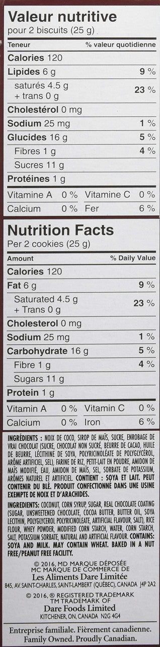 Dare, Whippet Sticks, Chocolate covered Coconut Sticks, 250g/8.8oz., 2ct, {Imported from Canada}