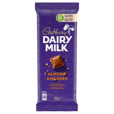 Cadbury, Dairy Milk Almond, Chocolate Bar, 100g/3.5oz., {Imported from Canada}