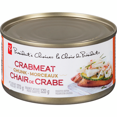 President's Choice Chunky Crabmeat, 170g/6 oz., (Imported from Canada)
