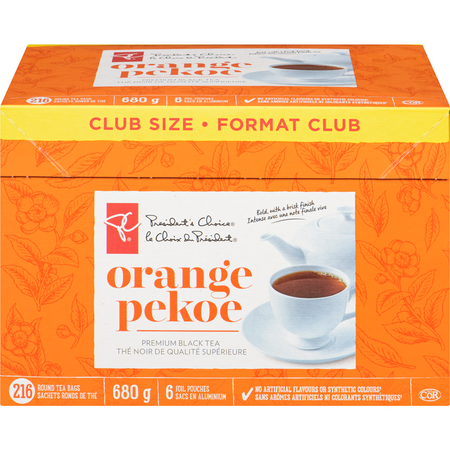 Presidents Choice Orange Pekoe Tea Club Pack 216ct {Imported from Canada}