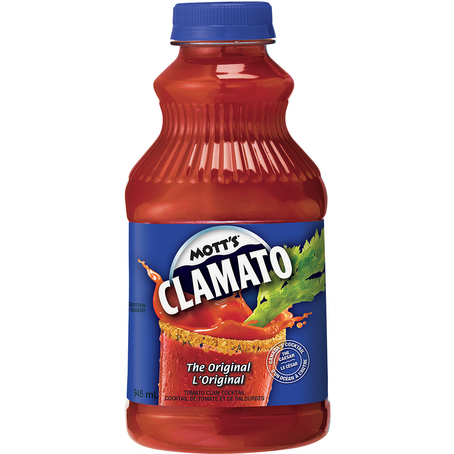 Mott's Clamato Juice, The Original, 945ml/32 oz. Bottle, front of bottle.