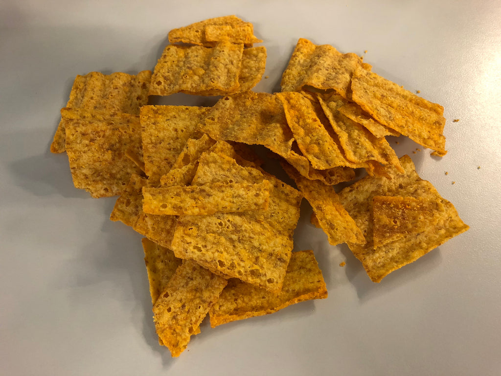 SunChips Harvest Cheddar Flavored Multigrain Snacks, 106g, harvest cheddar snacks arranged.