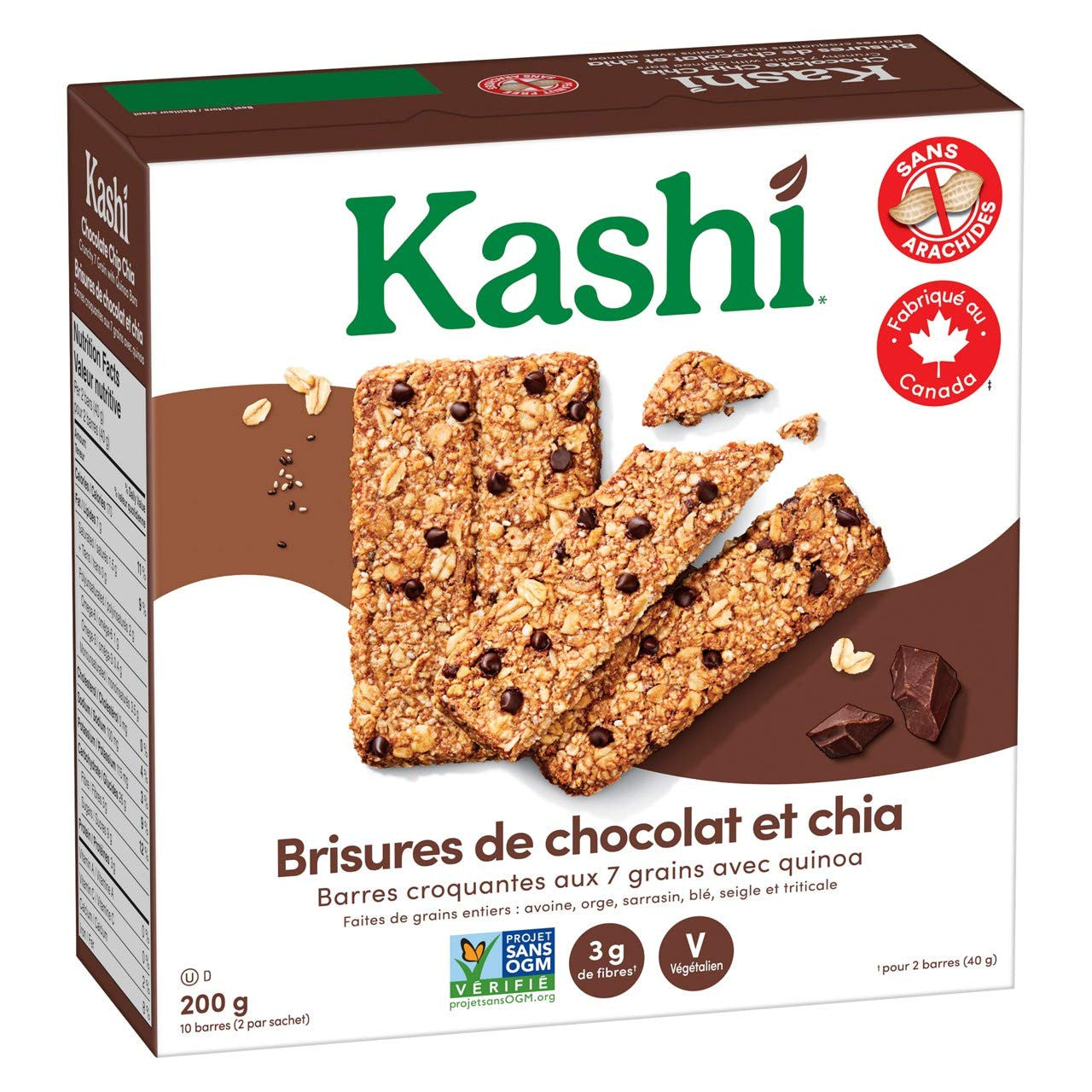 Kashi Seven Grain with Quinoa bars, Chocolate Chip Chia Non-GMO, 200g/7.1oz., box {Imported from Canada}