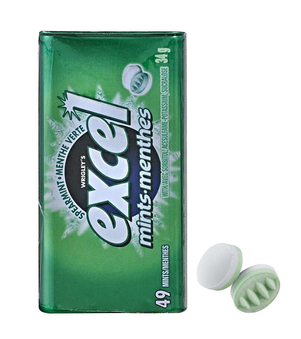Excel Sugar Free Spearmint Mints, 34g Tin, 8 Count {Imported from