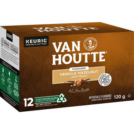 Van Houtte Vanilla Hazelnut Coffee, Light Roast, Keurig 12ct, {Imported from Canada}