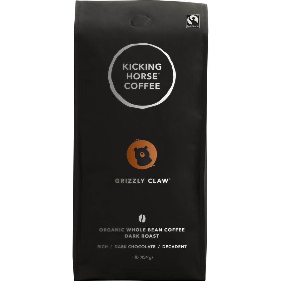 Kicking Horse Grizzly Claw Whole Bean Coffee, Dark Roast, 1lb. - Front Of Package