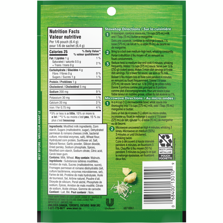 Knorr Pasta Sauce Mix, Alfredo, 37g/1.3oz {Imported from Canada}