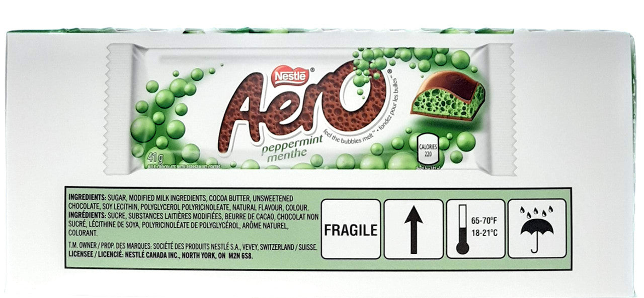 Nestle Aero Chocolate Bar Peppermint, 41g/1.4oz, 24-Pack {Imported from Canada}