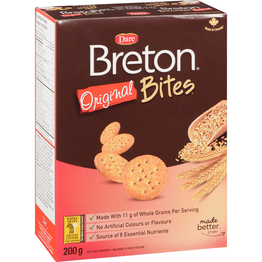 Dare Breton Original Bites Crackers, 200g/7 oz. Box {Imported from Canada}
